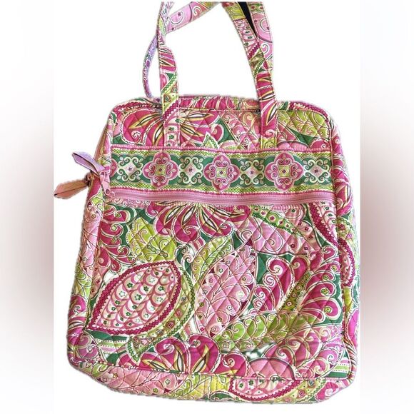 Vera Bradley Vibrant Pink & Green Patterned Tote Bag Excellent Condition - Picture 1 of 11